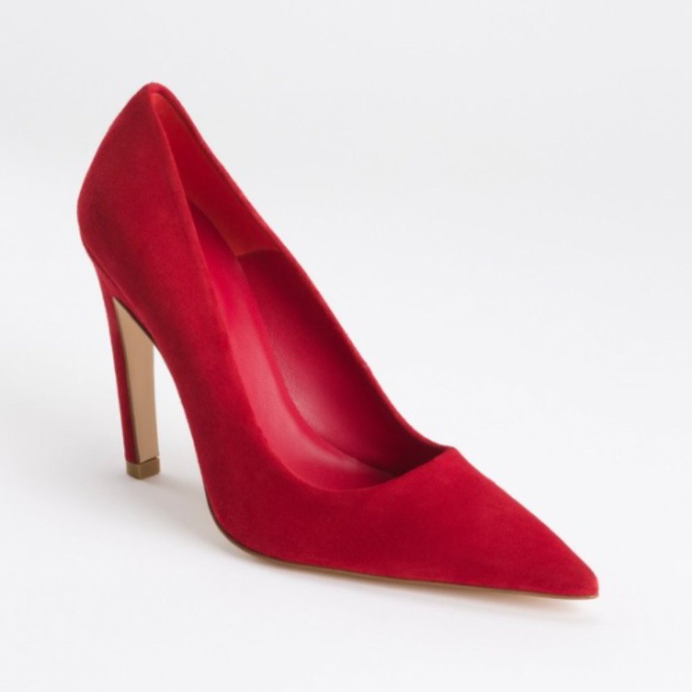 Never worn! Good American Red Suede Icon Pump 110